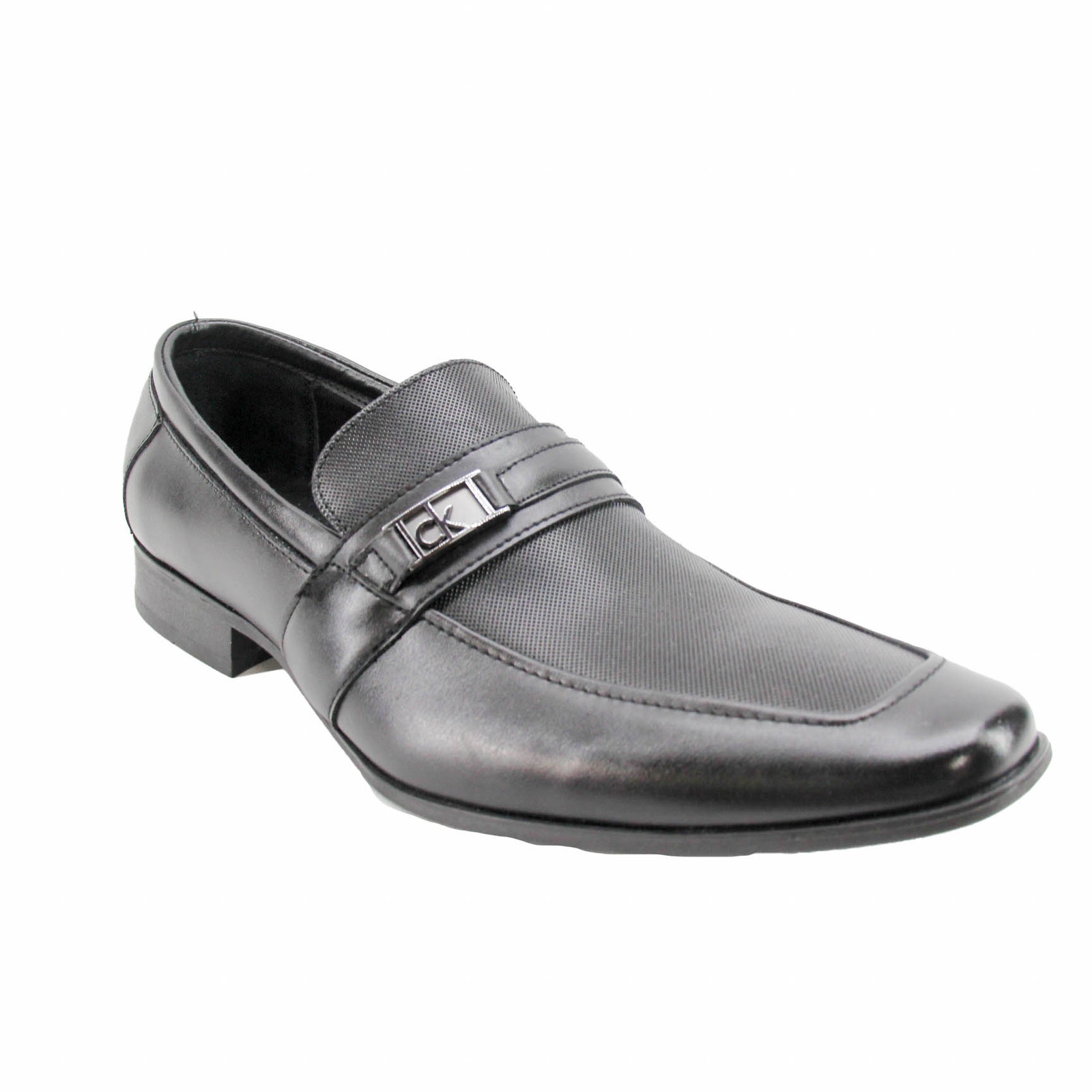 New Calvin Klein Men's Black Bartley Bit Textured Loafers Us10.5 Eu43.5